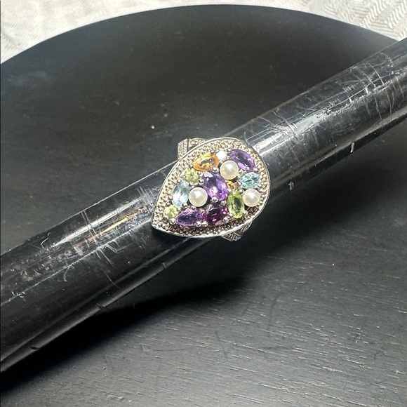 Ross Simons Ring 925 Sterling Silver Amethyst gemstones vintage - Picture 4 of 10